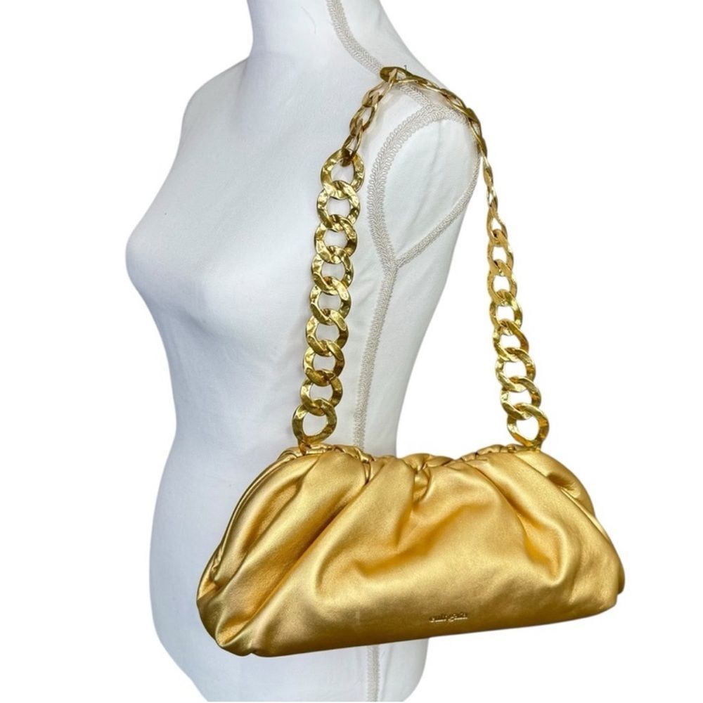 NWT Cult Gaia Dulce Shoulder Leather Bag Brass Gold - Picture 4 of 8